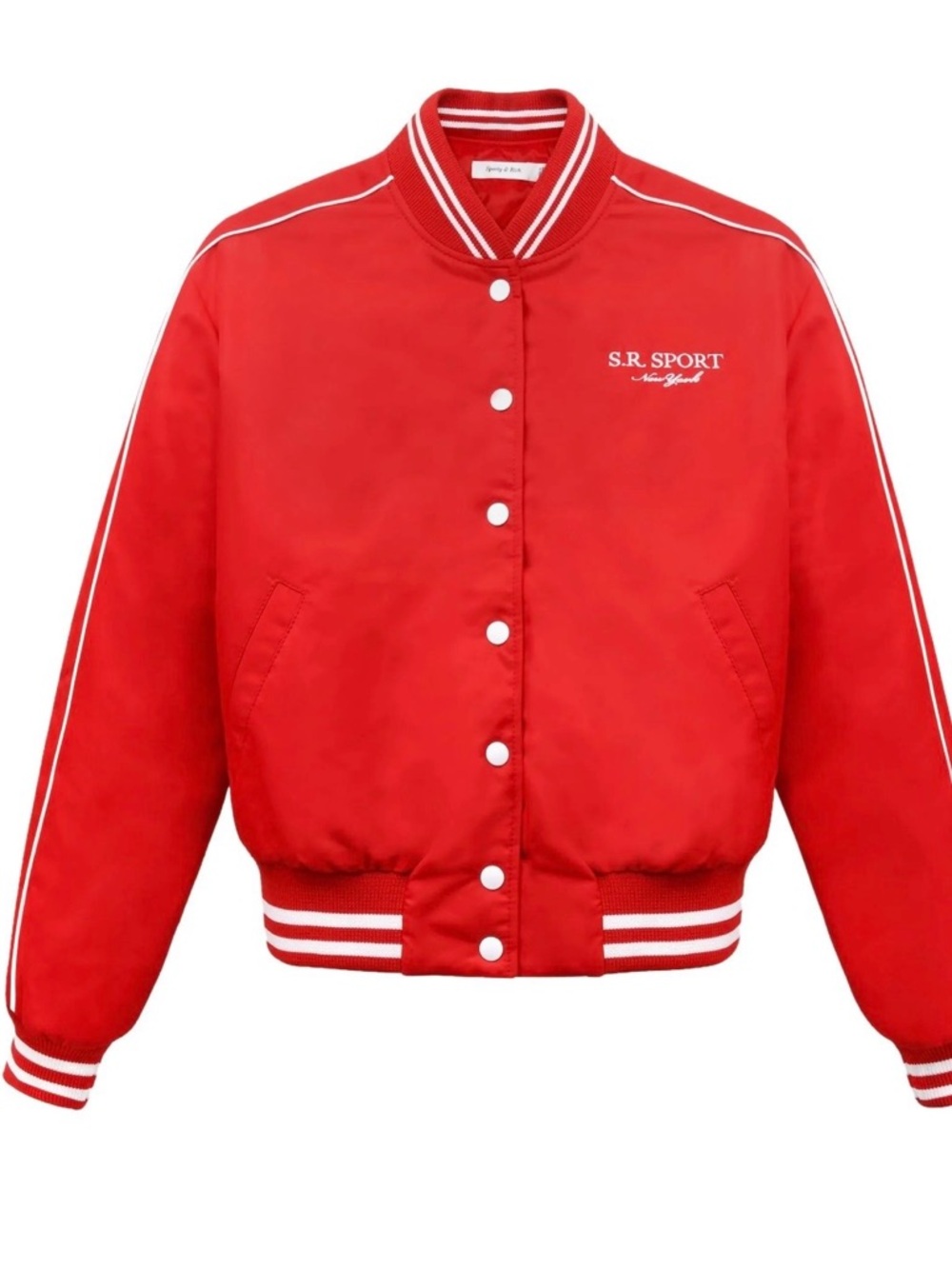 Sporty & Rich Red Quilted Bomber Jacket